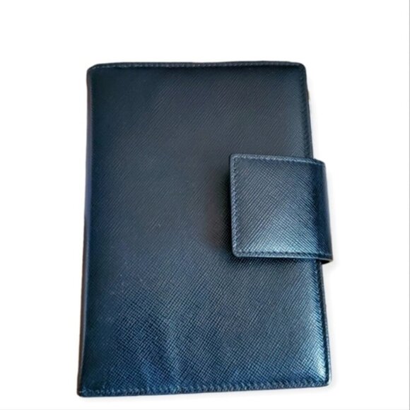 PRADA Black Leather Agenda Planner PM Size silver rings - Picture 4 of 11